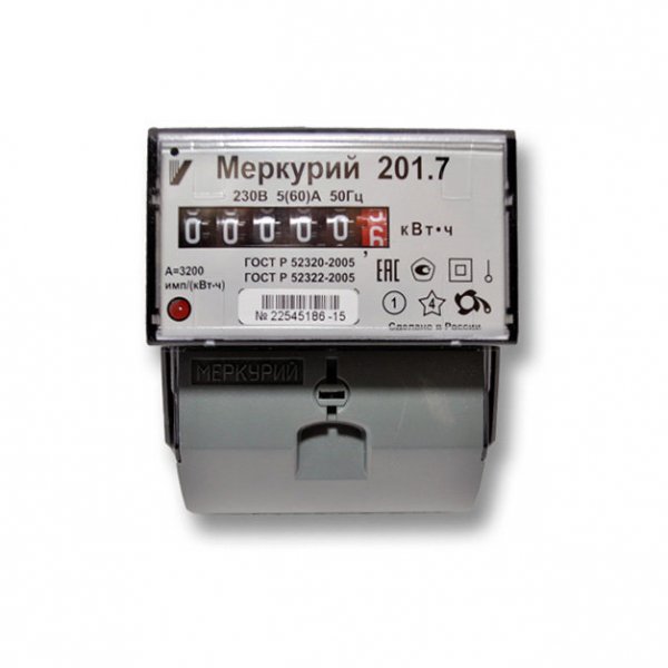 Электросчетчик Меркурий 201.7 5(60)А/230В однотарифный