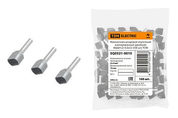 Наконечник штыревой втулочный изолированный (двойной) НШвИ (2) 4,0х12 (100 шт) TDM