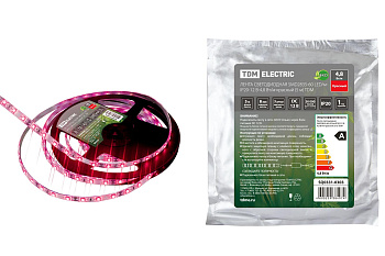 Лента светодиодная SMD2835-60 LED/м-IP20-12 В-4,8 Вт/м-красный (5 м) TDM