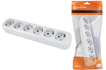 Колодка розеточная 6 гнезд 2П+З 16А 250В белая TDM без скидки!