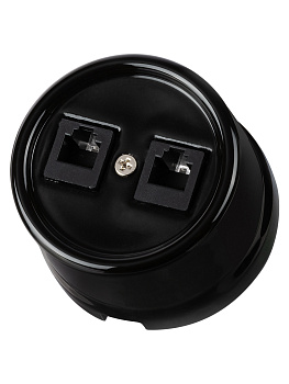 Розетка двойная телефонная RJ11 черная «Болонь» TDM