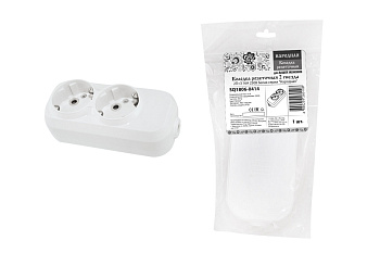 Колодка розеточная 2 гнезда 2П+З 16А 250В белая серии "Народная"