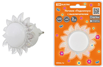 Ночник "Подсолнух" с выключателем, 0,4 Вт, 220 В TDM