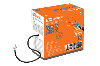 Кабель витая пара F/UTP Cat 5e 4х2х24AWG (305м) solid, PE, чёрный TDM 
