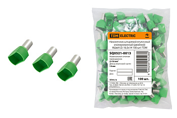 Наконечник штыревой втулочный изолированный (двойной) НШвИ (2) 16,0х14 100 шт) TDM