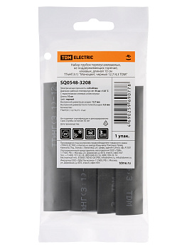 Набор трубок термоусаживаемых, клеевых "Моноцвет, черный 12,7/4,3 TDM"