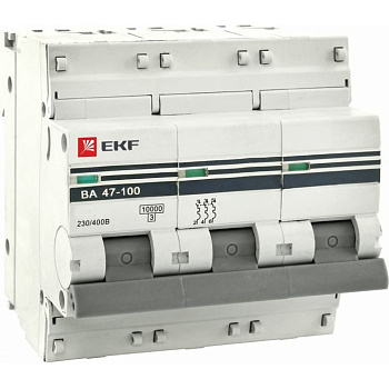 Выключатель автоматический 3п С 63А ВА 47-100 10кА PROxima EKF
