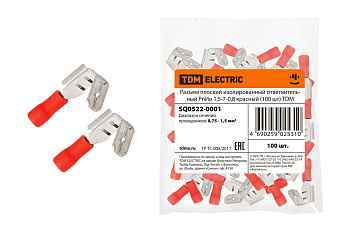 Разъем плоский изолированный ответвительный РпИо 1,5-7-0,8 красный (100 шт) TDM