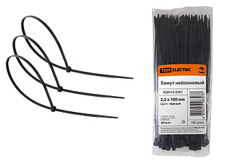 Хомут 2,5х100мм нейлон (черный) (100шт) TDM 