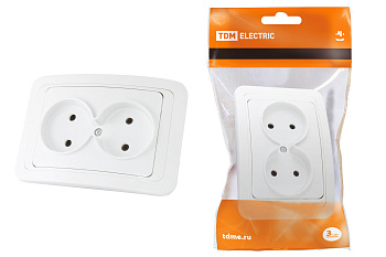 Розетка двойная 2П 10А белая "Валдай" TDM