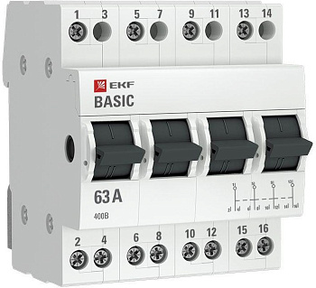 Переключатель трехпозиционный 4п 63А Basic EKF tps-4-63