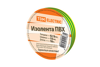 Изолента ПВХ 0,13*15мм Желто-Зеленая 10м TDM