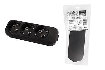 Колодка розеточная 3 гнезда 2П+3 16А 250В черная серии "Народная"