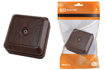 Розетка TВ простая (0-2400 Гц,  "мама") открытой установки, IP20 бук "Ладога" TDM