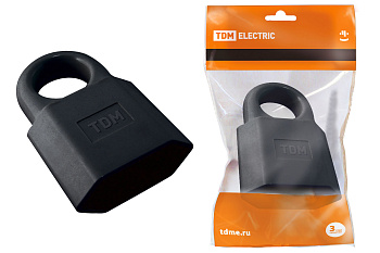 Кабельная розетка 2П 10А 250B (под евровилку CEE 7/16) с з/ш с кольцом черная TDM