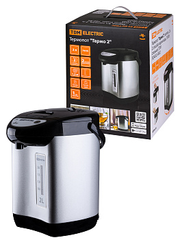 Термопот "Термо 2", металл, 2 л, 2 способа подачи воды, 750 Вт, стальной, TDM 