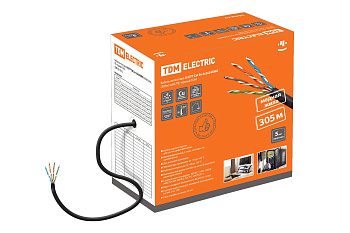 Кабель витая пара U/UTP Cat 5e 4х2х24AWG (305м) solid, PE, чёрный TDM 