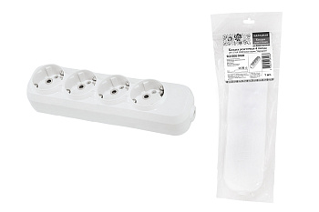 Колодка розеточная 4 гнезда 2П+3 16А 250В белая серии "Народная"