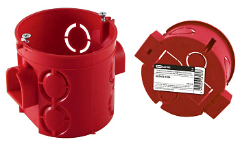 Установочная коробка СП D68х62мм, углубленная, саморезы, стык. уз, красная, IP20,  инд. штрихкод TDM