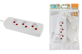 Удлинитель народный  УН3  3 гнезда, 7метров, б/з, ШВВП 2х0,75 мм2  6А/250В