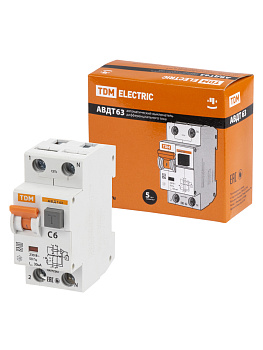 АВДТ 63 2Р(1Р+N)  C6 30мА 6кА тип А TDM
