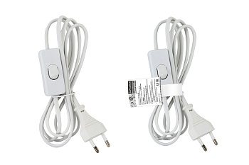 Шнур с выключателем и плоской вилкой "Народный" ШВВП 2х0,5мм2 2м. белый