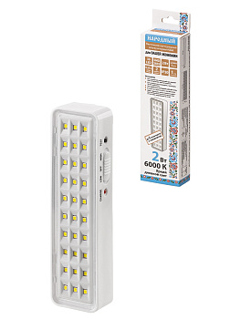 Светильник светодиодный аккумуляторный СБА 30 LED, DC, Li-ion 3,7 В 1 А*ч, 3-5 ч, пластик, Народный