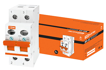 Выключатель нагрузки (мини-рубильник) ВН-32 2P 40A TDM +6 EKF