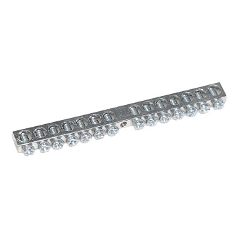 Шина "N" нулевая 6х9мм 14/1 (14групп/крепеж по центру) никелированная TDM