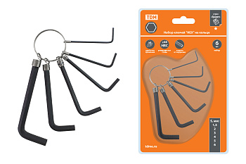 Набор ключей "HEX" на кольце  6 шт.: 1.5 - 6 мм, углеродистая сталь, блистер "Гранит" TDМ