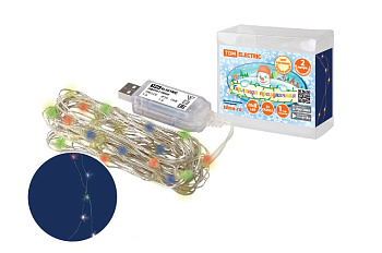 Гирлянда светодиодная "Роса 100-Д" 10 м, 100LED, многоцветн., ПДУ, USB, IP20, TDM