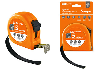 Рулетка, длина 5 м, стальная лента, ширина 19 мм, пластиковый корпус, "Гранит" TDM
