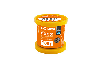 Припой ПОС 61, трубка с канифолью, ГОСТ 21931-76, Ø1 мм, 100 г, катушка, серия "Алмаз" TDM