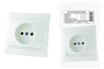 Розетка 2П 10А 250В белая "Таймыр" (пром. упак., бакелит. основание) TDM