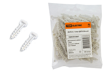 Дюбель-хомут для плоского кабеля 5-8мм белый (100шт) TDM