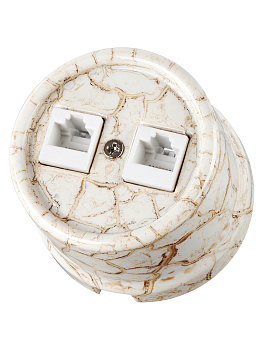 Розетка двойная телефонная RJ11 мраморная «Болонь» TDM