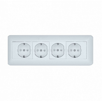 Розетка о/п Евро.4м. RA16-411М-В БЕЛЫЙ цвет ПРИМА