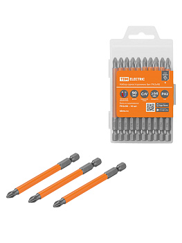 Набор бит PH2x90, односторонних, сталь CrV, Е 1/4", 10 шт., «Гранит» TDM