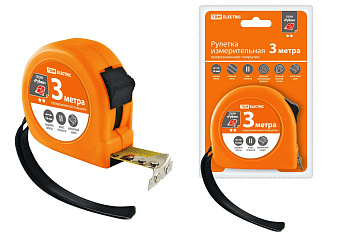 Рулетка, длина 3 м, стальная лента, ширина 16 мм, прорезиненное покрытие, магнит, "Рубин" TDM