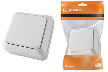 Выключатель 1-кл. открытой установки IP20 10А, белый "Ладога" TDM 