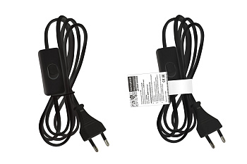 Шнур с выключателем и плоской вилкой "Народный" ШВВП 2х0,5мм2 2м. черный