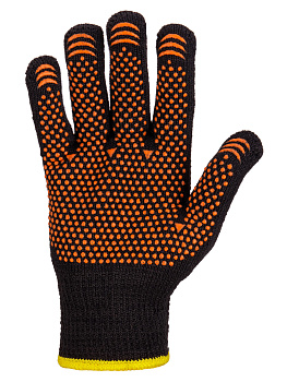 Перчатки х/б плотной вязки с ПВХ, "Точка", черные, 9, 10 кл., 77-80 г, 1 пара, TDM