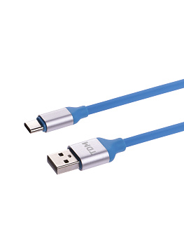 Дата-кабель, ДК 17, USB - USB Type-C, 1 м, силиконовая оплетка, голубой, TDM