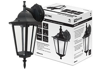 Светильник 6060-02Р садово-парковый шестигранник, 60 Вт, вниз, черный,  в разборе, Ч/Б, TDM