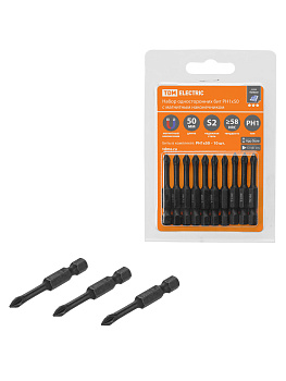 Набор бит PH1x50, односторонних, сталь S2, Е 1/4", намагниченные, торсионные, 10 шт., «Алмаз» TDM