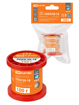 Припой ПОСК 50-18, проволока, ГОСТ 21931-76, Ø1 мм, 100 г, катушка, инд. упак., "Алмаз" TDM