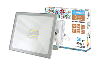 Прожектор светодиодный СДО-04-050Н 50 Вт, 6500 К, IP65, белый, Народный
