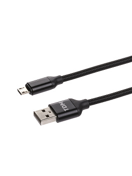 Дата-кабель, ДК 8, USB - USB Type-C, 1 м, тканевая оплетка, черный, TDM