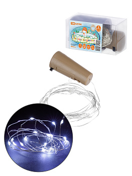 Гирлянда-пробка для бутылки "Роса20" 20LED, 2м, 6000К, 3хAG13/LR44, TDM