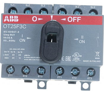 Рубильник реверсивный OT25F3С до 25А ABB